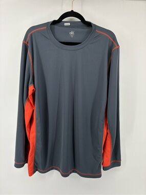 Alo Yoga Grey and Orange Long Sleeve Athletic Shirt